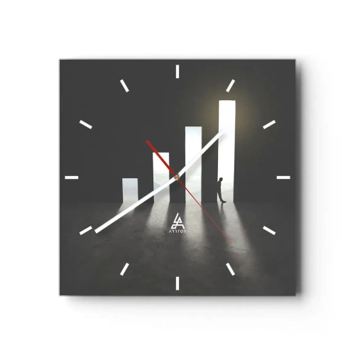 Wanduhr - Glasuhr - Symbolisches Wachstum in Form von lichtdurchfluteten Passagen - 30x30cm - Erfolg –