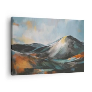Bild auf Leinwand - Leinwandbild - Abstrakte Berglandschaft in warmen Farbtönen - 70x50cm - Roh und schön - Moderne Wanddekoration für Wohnzimmer und Schlafzimmer ARTTOR