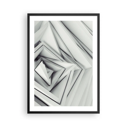 Poster in einem schwarzem Rahmen - Abstrakte Komposition aus geometrischen Dreiecken in 3D - 50x70cm - Spitzwinklige Knospen - Moderne Wanddekoration für Wohnzimmer und Schlafzimmer ARTTOR