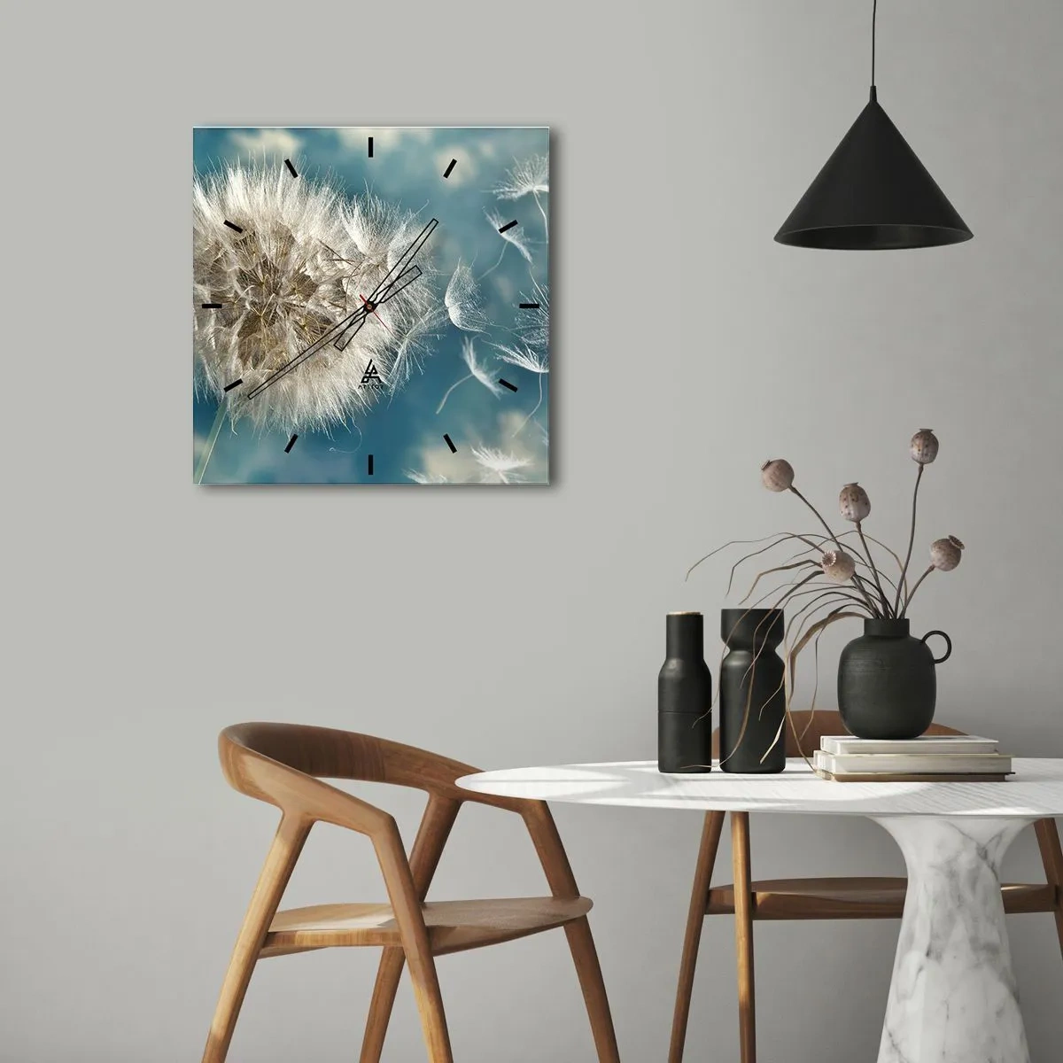 Wanduhr - Glasuhr - Engelsatem - 40x40 cm