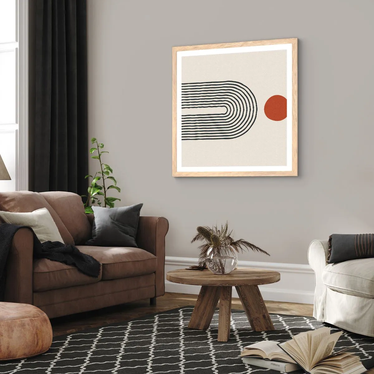 Poster in einem Rahmen aus heller Eiche - Magnetismus von Formen und Farben - 40x40 cm