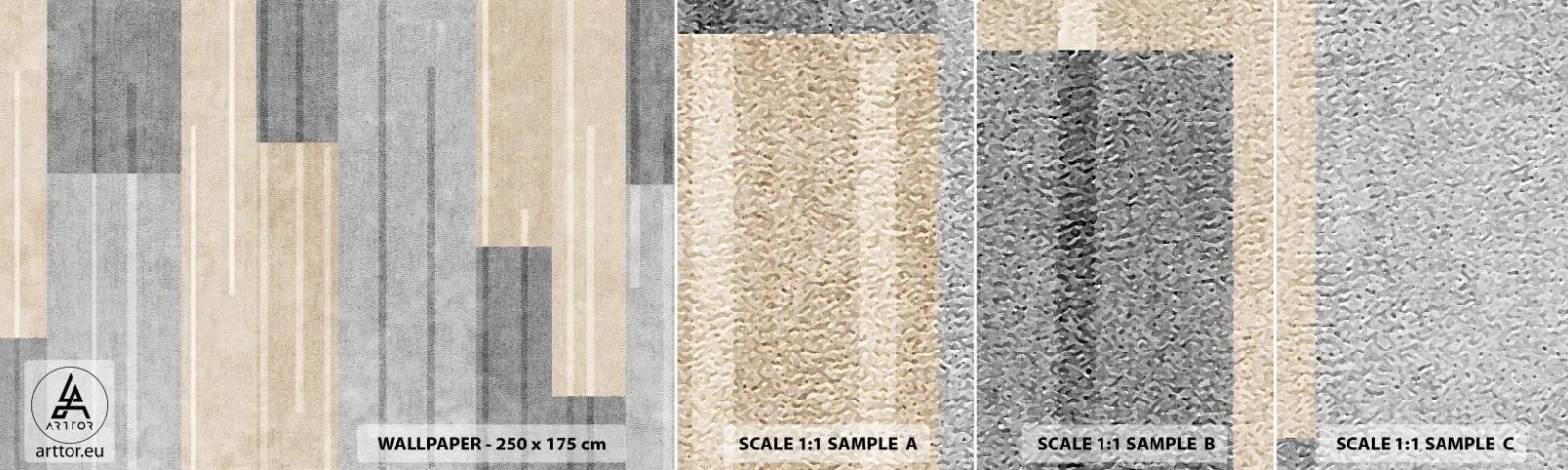 Fototapetenmuster Standard Eco - Komposition: Vertikal halten - Abstraktion, Linien, Pastell - 100x30 cm