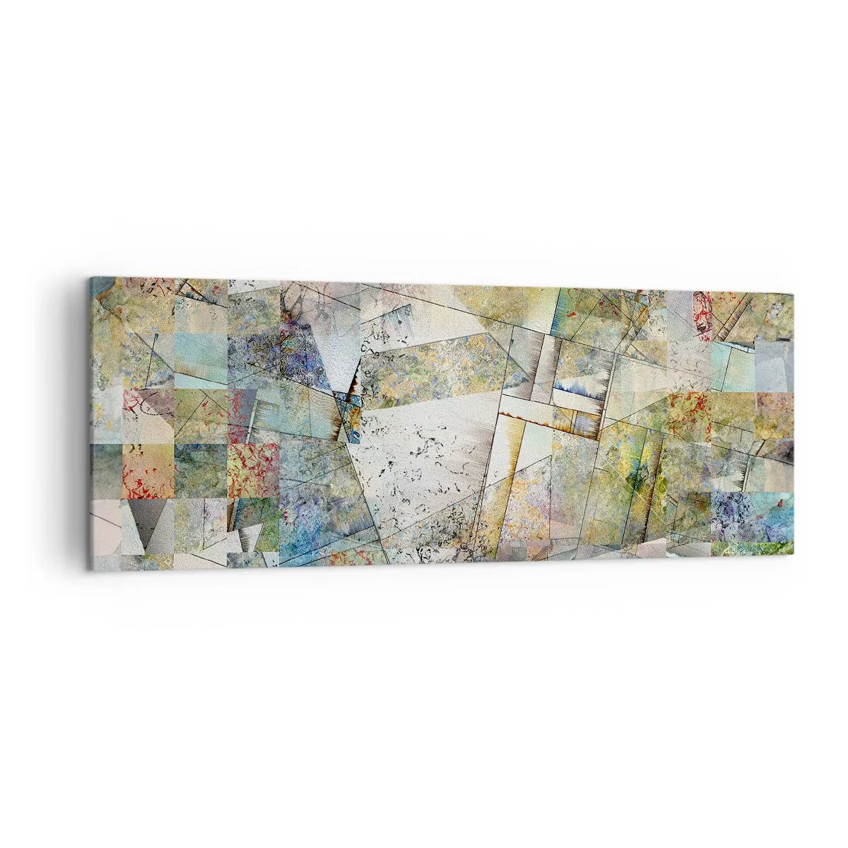 Bild auf Leinwand - Leinwandbild - Bunte Abstraktion mit geometrischen Formen und Linien - 140x50cm - Geometrische Mischung - Moderne Wanddekoration für Wohnzimmer und Schlafzimmer ARTTOR