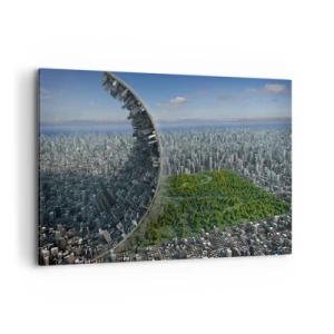 Bild auf Leinwand - Leinwandbild - Eine dynamische Stadt mit einem surrealen Twist - 120x80cm - Die Natur ist ewig - Moderne Wanddekoration für Wohnzimmer und Schlafzimmer ARTTOR
