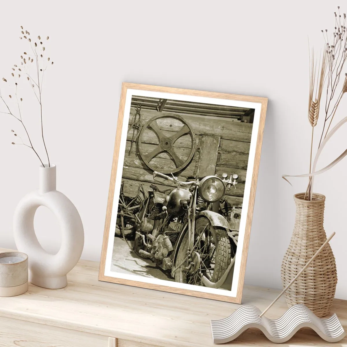 Poster in einem Rahmen aus heller Eiche - Im Schuppen von Onkel Władek - 30x40 cm