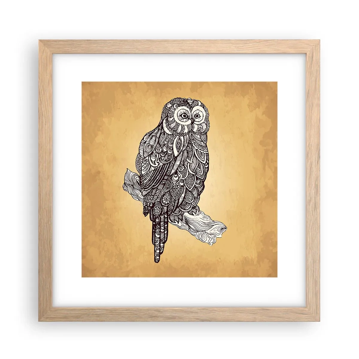 Poster in einem Rahmen aus heller Eiche - Kunstvolle Ornamente der Weisheit - 30x30 cm