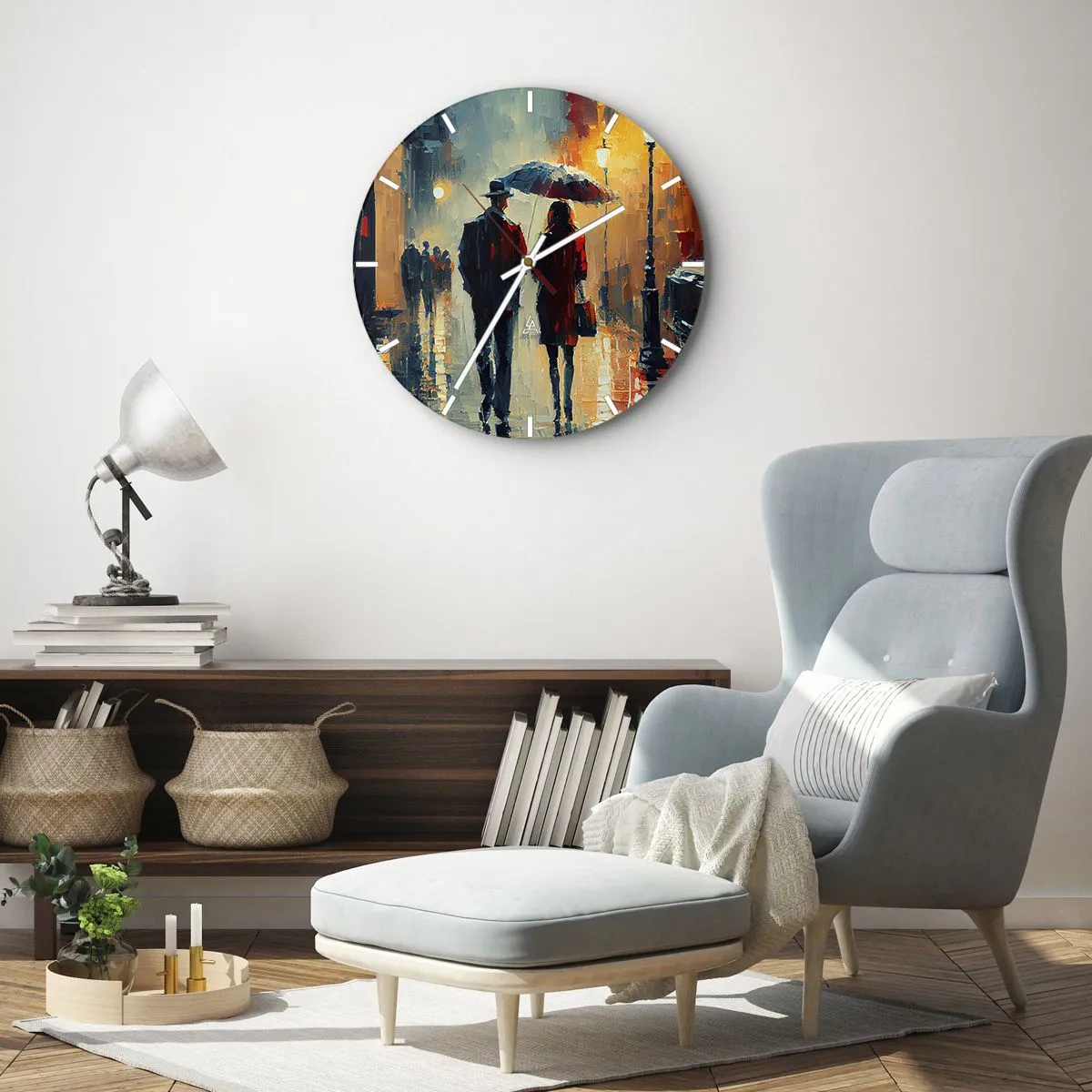 Wanduhr - Glasuhr - Urbane Liebesgeschichte - 30x30 cm