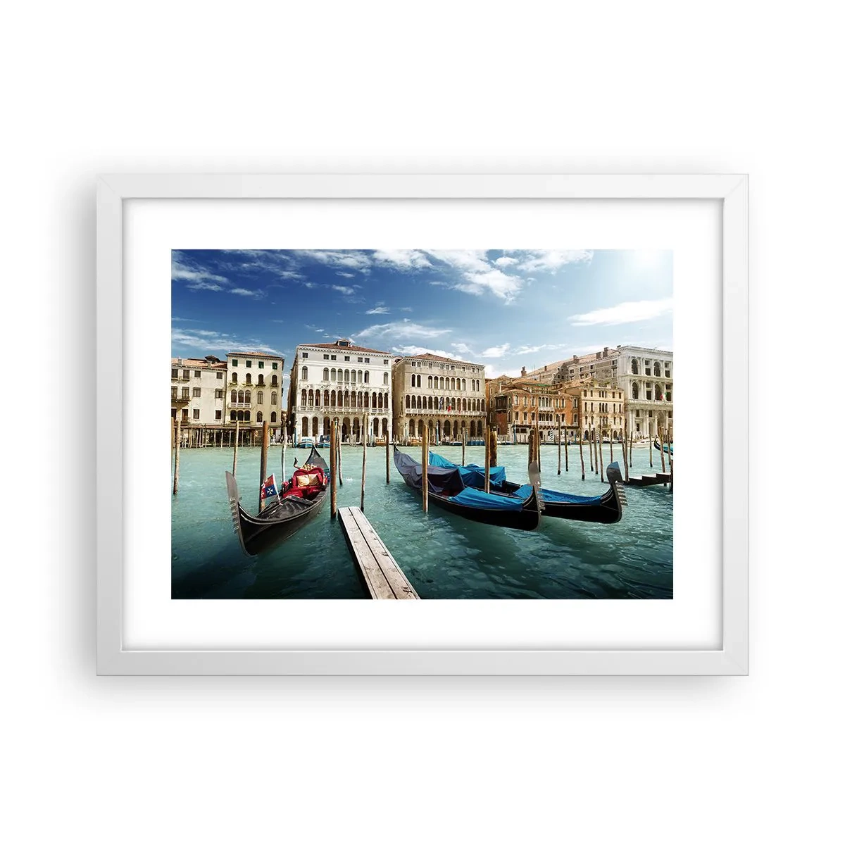 Poster in einem weißen Rahmen - Paläste in Blau - 40x30 cm