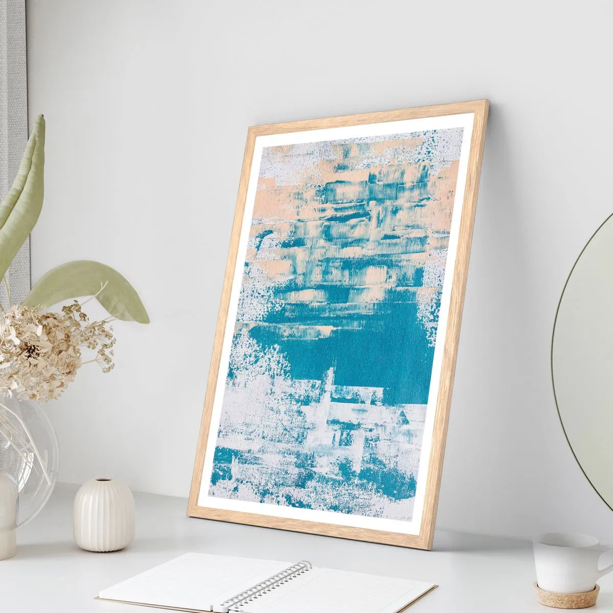 Poster in einem Rahmen aus heller Eiche - Durch einen Eiszapfen - 70x100 cm