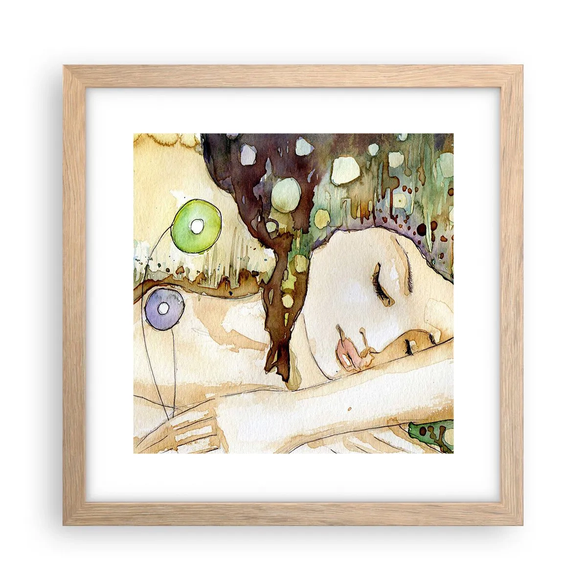 Poster in einem Rahmen aus heller Eiche - Ein smaragd-violetter Traum - 30x30 cm