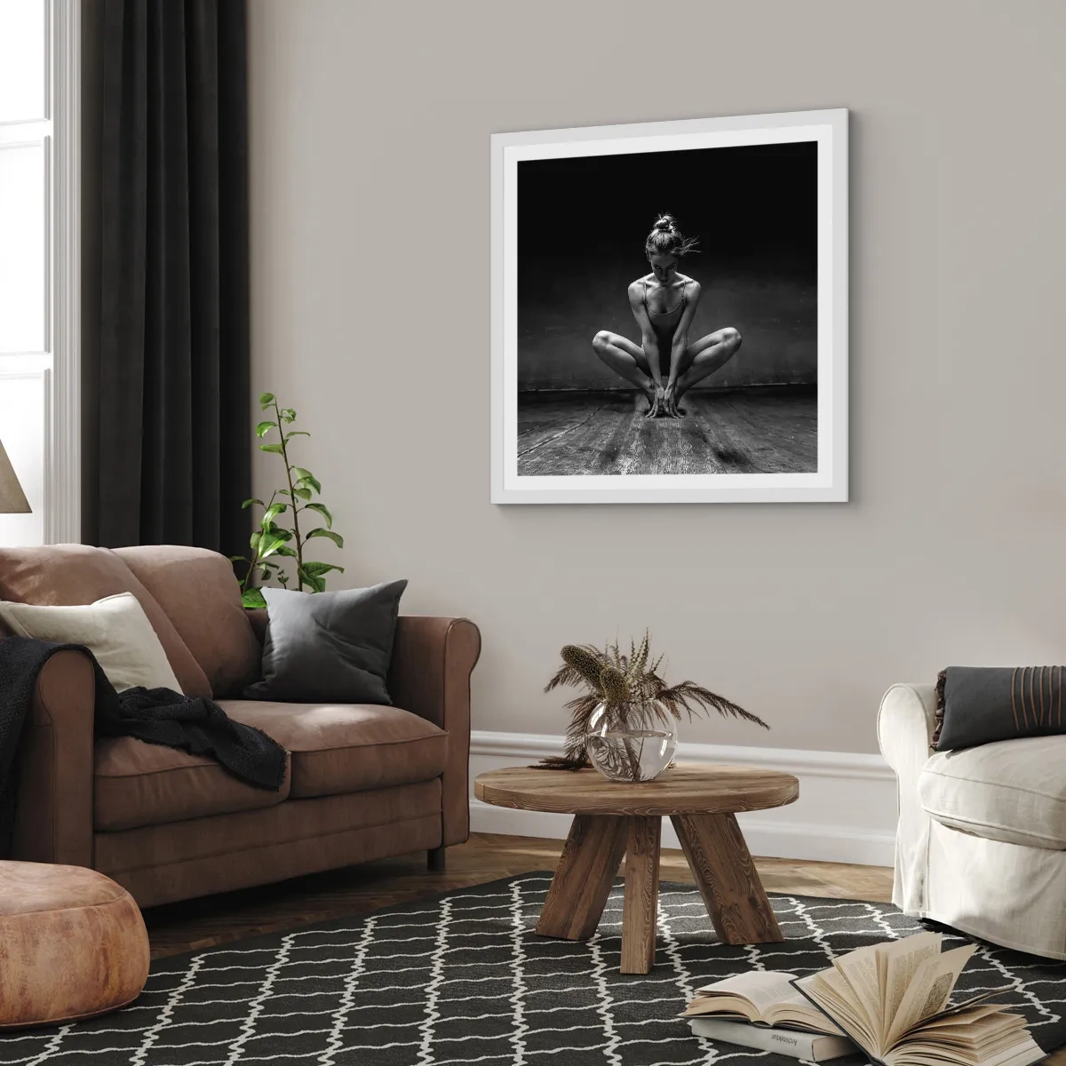 Poster in einem weißen Rahmen - Konzentration der Tanzenergie - 30x30 cm