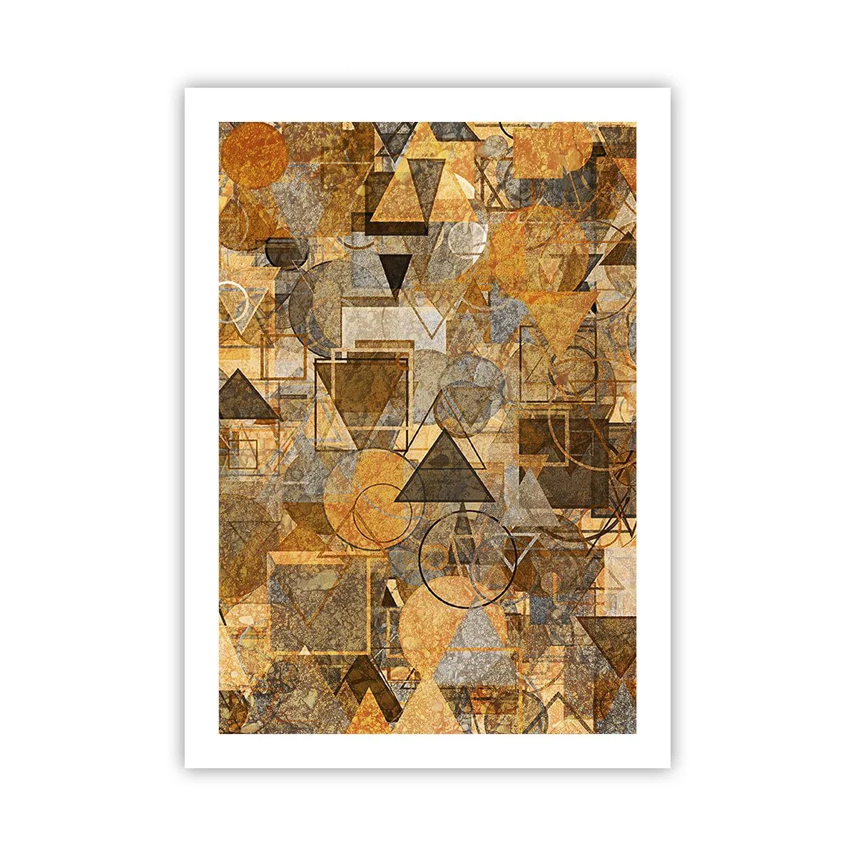 Poster - Goldene abstrakte geometrische Komposition - 50x70cm - Die Welt in Form - Moderne Wanddekoration für Wohnzimmer und Schlafzimmer ARTTOR