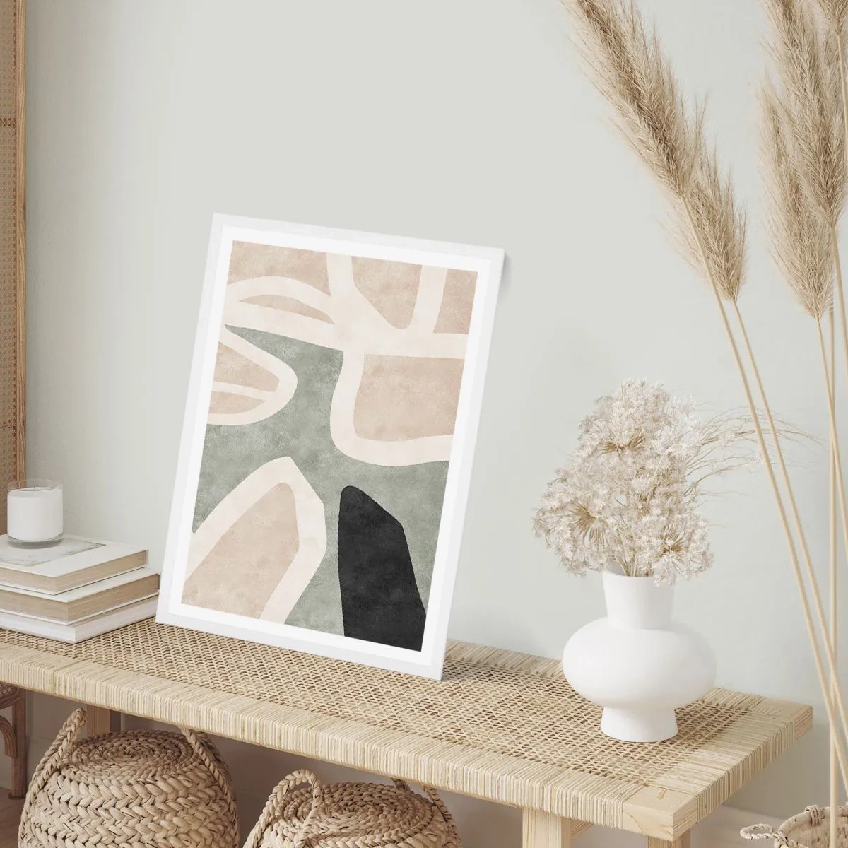 Poster in einem weißen Rahmen - Komposition mit schwarzem Motiv - 50x70 cm