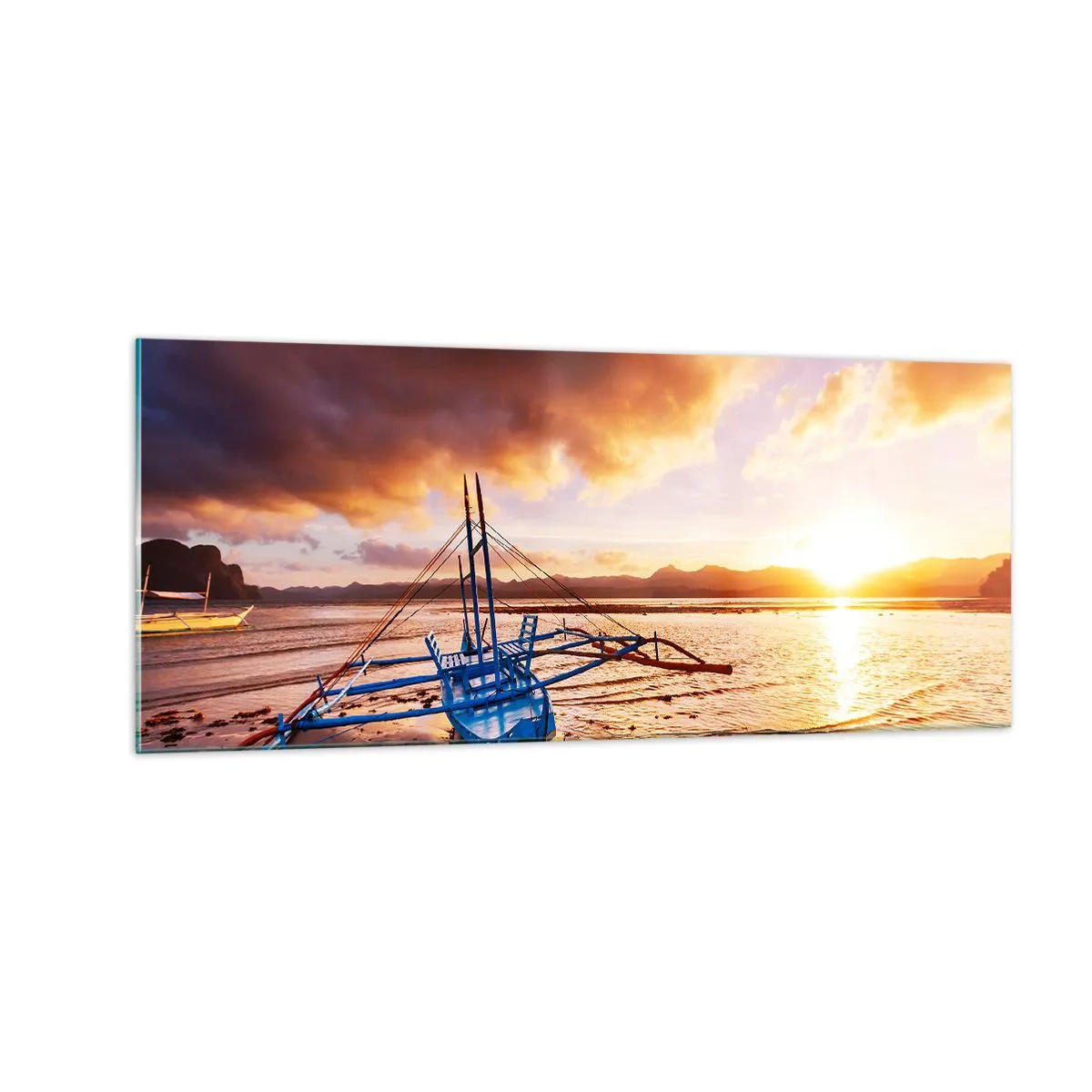 Glasbild - Bild auf glas - Nach einem Tag sich im Sand ausstrecken - 100x40 cm