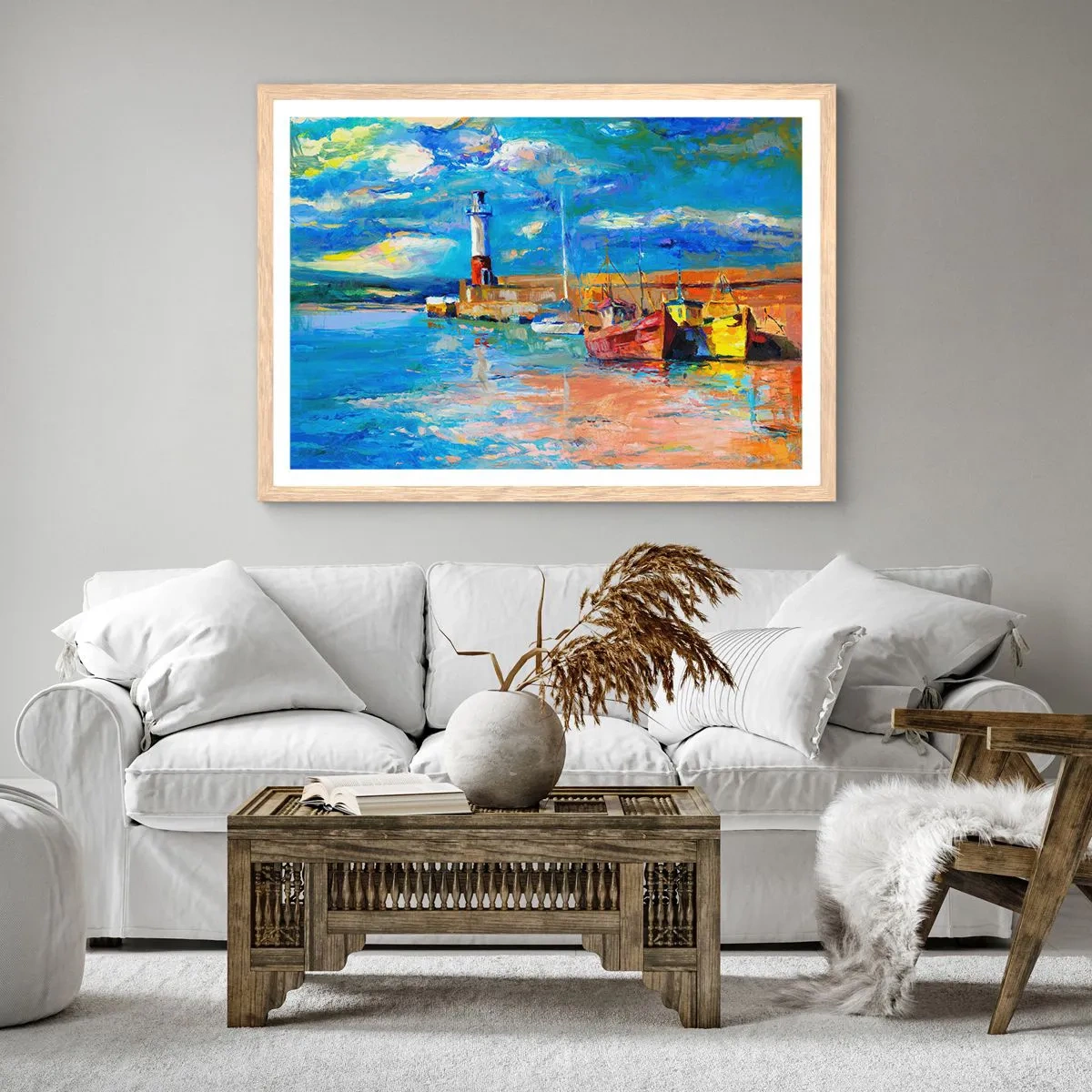 Poster in einem Rahmen aus heller Eiche - Ein Nachmittag in der Regenbogenbucht - 40x30 cm