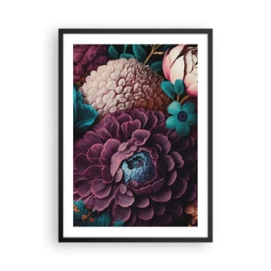 Poster in einem schwarzem Rahmen - Ein Blumenarrangement in tiefen Farbtönen - 50x70cm - Natur in Hülle und Fülle - Moderne Wanddekoration für Wohnzimmer und Schlafzimmer ARTTOR