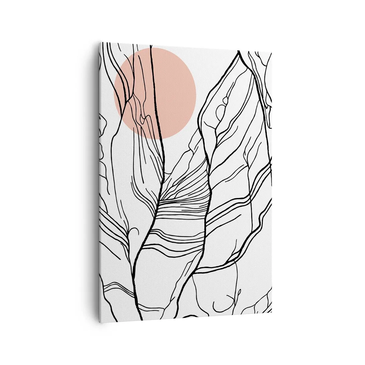 Bild auf Leinwand - Leinwandbild - Minimalistische Linien mit geometrischem Akzent - 70x100cm - In einem Netz aus Zweigen - Moderne Wanddekoration für Wohnzimmer und Schlafzimmer ARTTOR