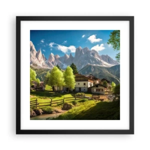 Poster in einem schwarzem Rahmen - Alpenidylle - 40x40 cm