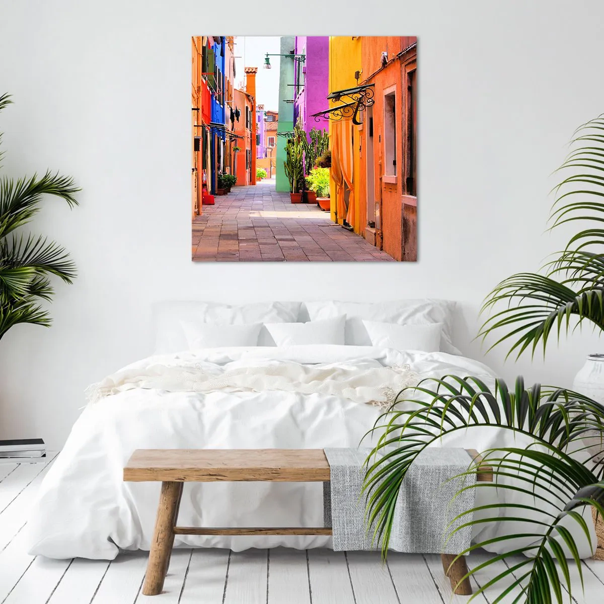 Bild auf Leinwand - Leinwandbild - Regenbogengasse - 40x40 cm