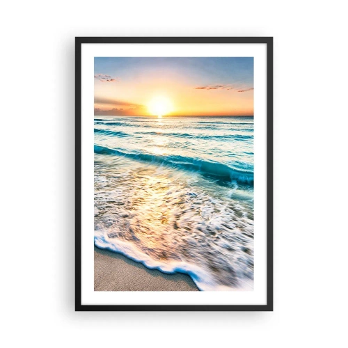 Poster in einem schwarzem Rahmen - Sonnenuntergang über einem ruhigen Meer mit Wellen - 50x70cm - Ein Blick lohnt sich - Moderne Wanddekoration für Wohnzimmer und Schlafzimmer ARTTOR