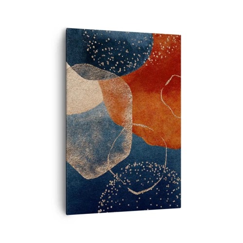 Bild auf Leinwand - Leinwandbild - Abstrakte Formen in Rot- und Blautönen - 70x100cm - Die Leichtigkeit des Seins - Moderne Wanddekoration für Wohnzimmer und Schlafzimmer ARTTOR