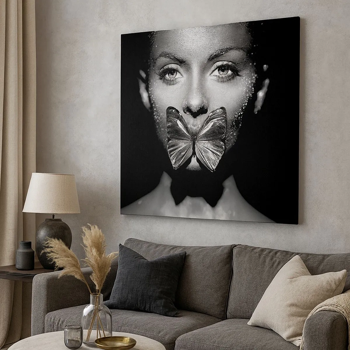 Bild auf Leinwand - Leinwandbild - Schmetterlingskuss - 30x30 cm