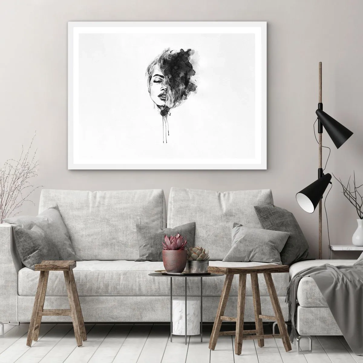 Poster in einem weißen Rahmen - Wovon träumt das Mädchen - 70x50 cm