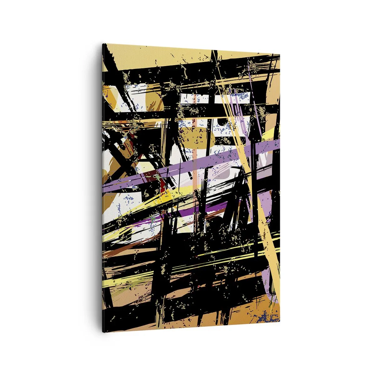 Bild auf Leinwand - Leinwandbild - Abstrakte Linien und Formen auf beigem Hintergrund - 70x100cm - Ein scharfer Schnitt - Moderne Wanddekoration für Wohnzimmer und Schlafzimmer ARTTOR