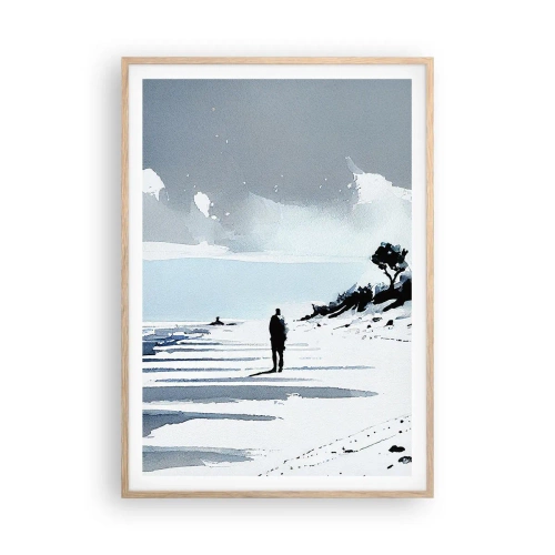 Poster in einem Rahmen aus heller Eiche - Allein sein - 70x100 cm