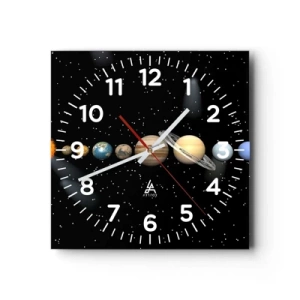 Wanduhr - Glasuhr - Und die Planeten werden verrückt und toben ... - 30x30 cm