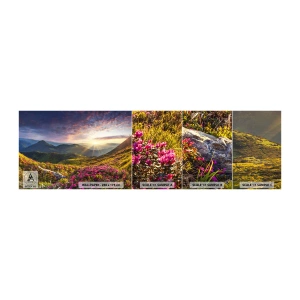 Fototapeten Muster Selbstklebend Deluxe Sticker - Frische am Bergmorgen - Landschaft, Berge, Blumen - 100x30 cm