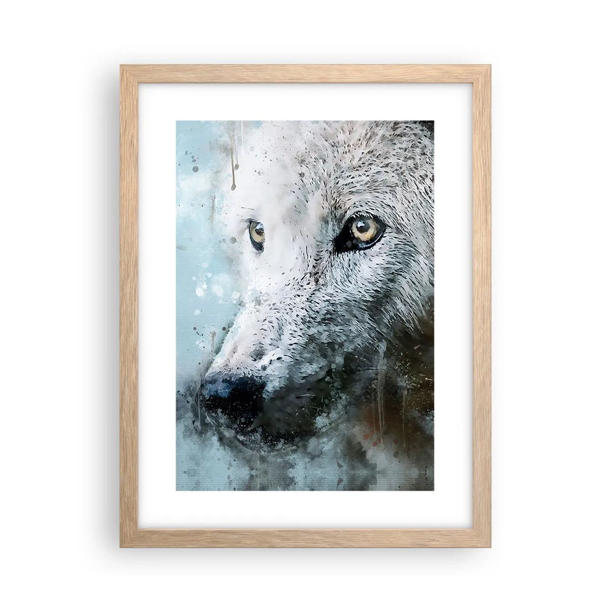 Poster in einem Rahmen aus heller Eiche - Lerne die Wolfsseele kennen - 30x40 cm