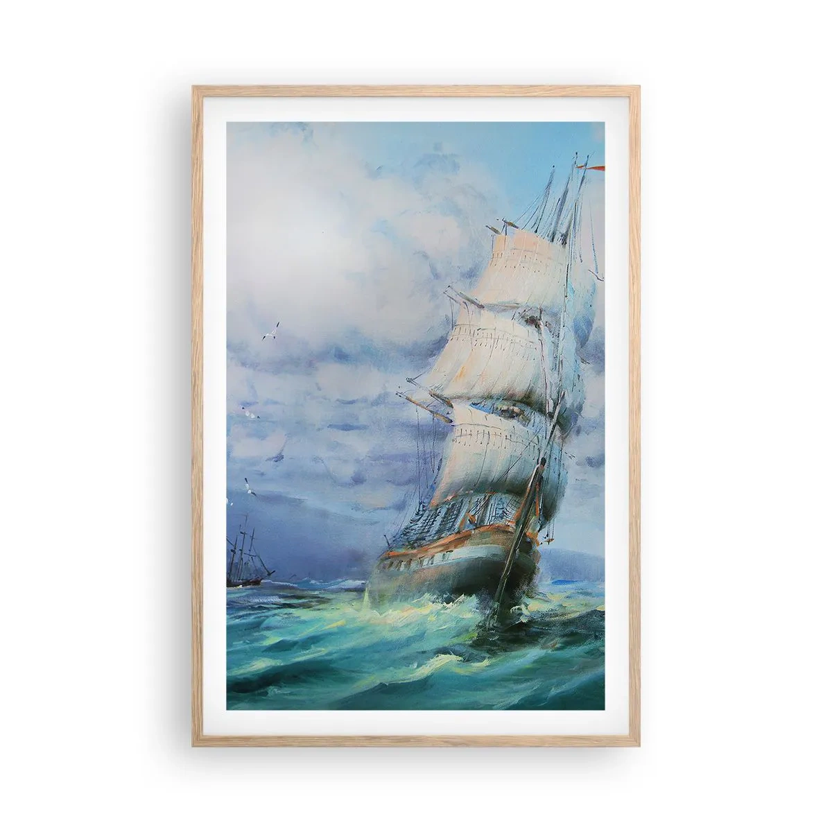 Poster in einem Rahmen aus heller Eiche - Guter Wind - 61x91 cm