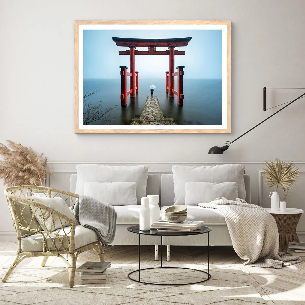 Poster in einem Rahmen aus heller Eiche - Japanische Träumerei - 100x70 cm