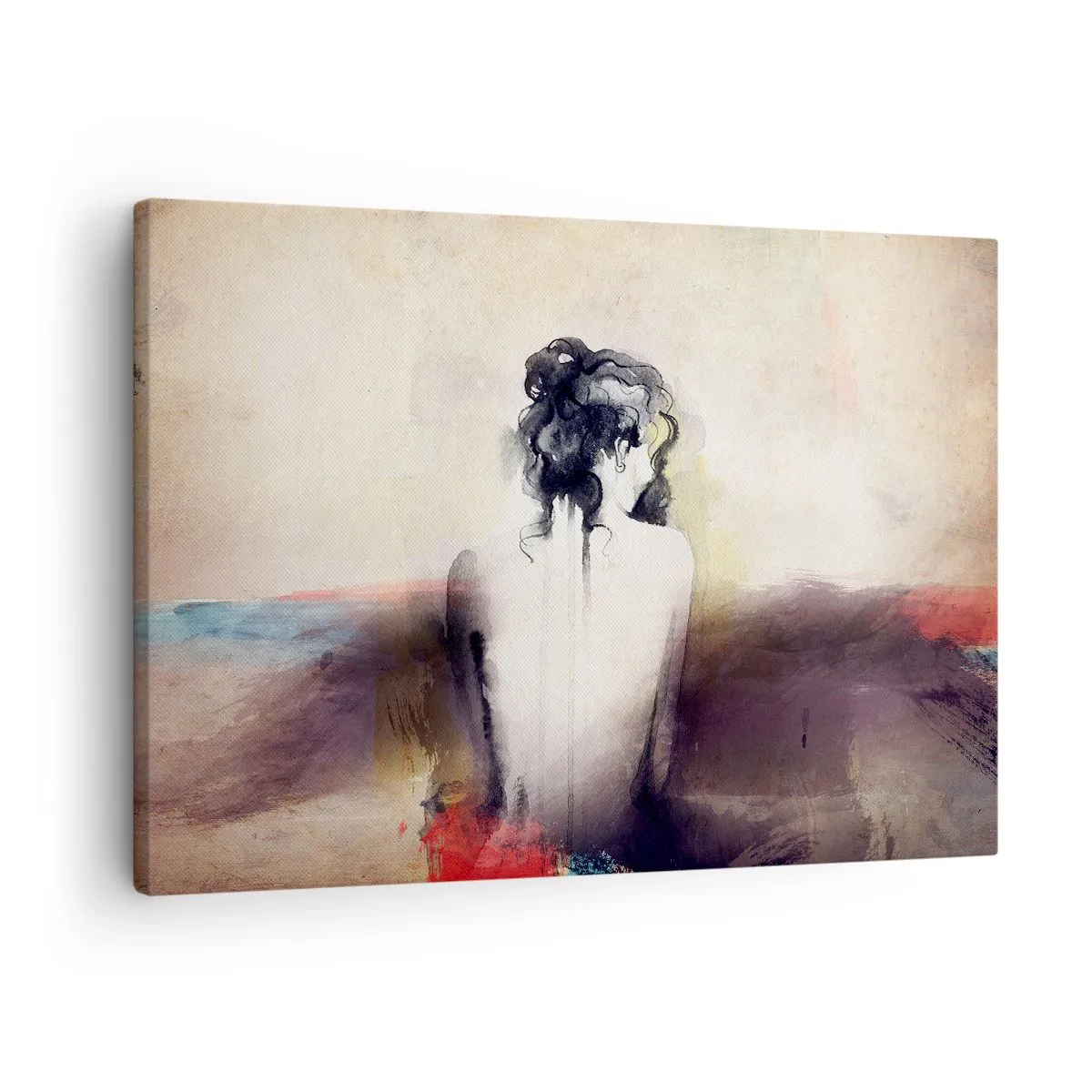 Bild auf Leinwand - Leinwandbild - Ein subtiles Frauenporträt im künstlerischen Stil - 70x50cm - Glatte Linien, ovale Formen - Moderne Wanddekoration für Wohnzimmer und Schlafzimmer ARTTOR