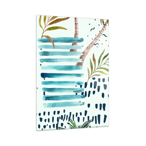 Glasbild - Bild auf glas - Urlaub unter Palmen - 50x70cm - Urlaub unter Palmen - Moderne Wanddekoration für Wohnzimmer und Schlafzimmer ARTTOR