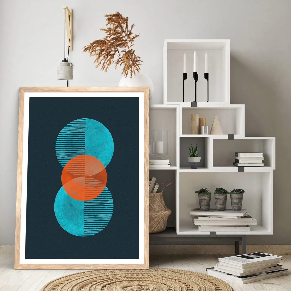 Poster in einem Rahmen aus heller Eiche - Symmetrische Komposition - 70x100 cm