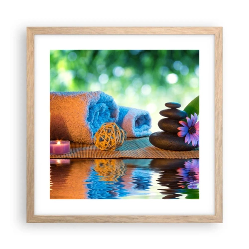 Poster in einem Rahmen aus heller Eiche - Zeit für den Körper - 40x40 cm