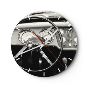 Wanduhr - Glasuhr - Oldtimer-Cockpit im Retro-Sepia-Ton - 30x30cm - Ein Sammlertraum - Moderne Wanddekoration für Wohnzimmer, Küche und Schlafzimmer ARTTOR