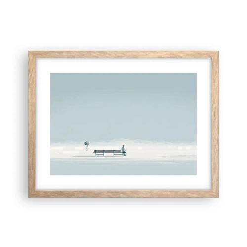 Poster in einem Rahmen aus heller Eiche - Ja, ich warte. - 40x30 cm