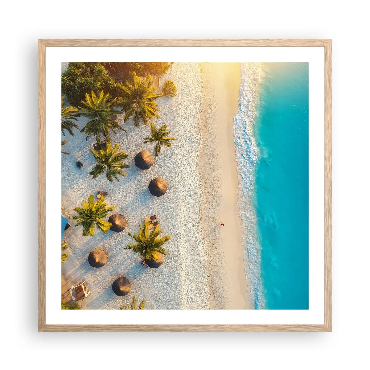 Poster in einem Rahmen aus heller Eiche - Willkommen im Paradies - 60x60 cm