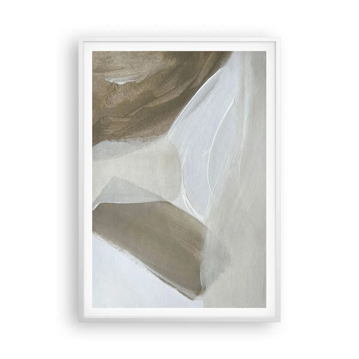 Poster in einem weißen Rahmen - Welle aus Weiß - 70x100 cm