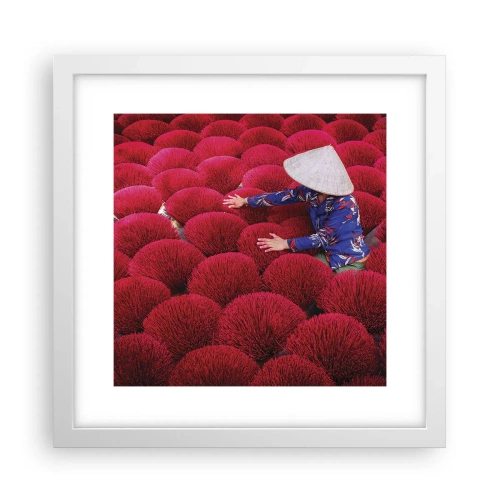 Poster in einem weißen Rahmen - Im Reisfeld - 30x30 cm