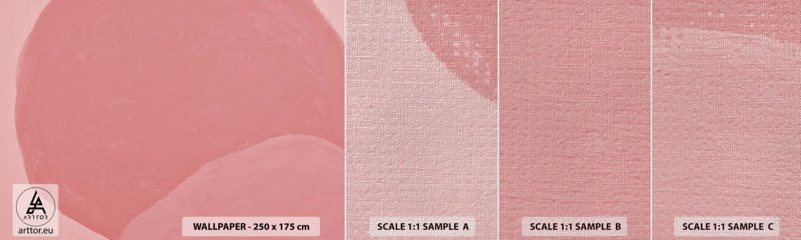 Fototapeten Muster Premium Canvas - Organische Komposition in Rosa - Pastell, Formen, Minimalistisch - 100x30 cm