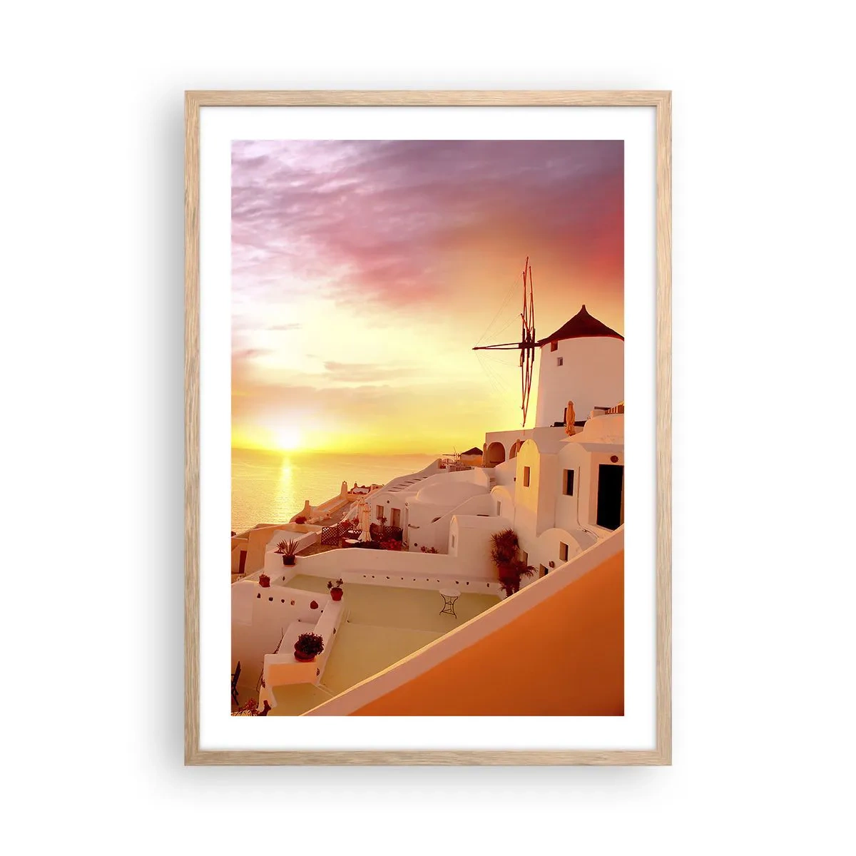 Poster in einem Rahmen aus heller Eiche - In Weiß und Gold schmelzen - 50x70 cm