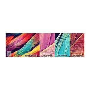Fototapeten Muster Selbstklebend Deluxe Sticker - Gefiederter Regenbogen - Gefieder, Licht, Bunt - 100x30 cm