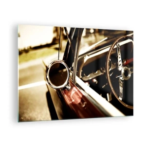 Glasbild - Bild auf glas - Oldtimer-Interieur im Retro-Stil - 70x50cm - Ein Auto mit Seele - Moderne Wanddekoration für Wohnzimmer und Schlafzimmer ARTTOR