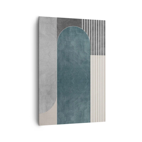 Bild auf Leinwand - Leinwandbild - Geometrische Abstraktion in Grau- und Grüntönen - 70x100cm - Komposition auf der Ebene - Moderne Wanddekoration für Wohnzimmer und Schlafzimmer ARTTOR