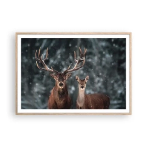 Poster in einem Rahmen aus heller Eiche - Herr des Waldes mit seiner Frau - 100x70 cm