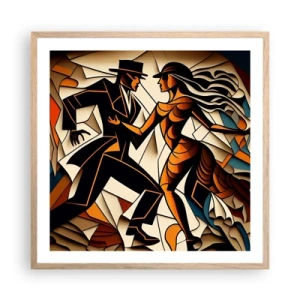 Poster in einem Rahmen aus heller Eiche - Tanz der Passion und Leidenschaft - 60x60 cm